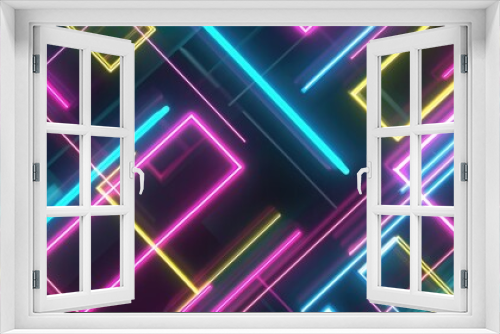 Immerse in the vibrant glow of a neon abstract texture background featuring mesmerizing geometric lines, Ai Generated.