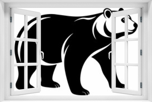 Fototapeta Naklejka Na Ścianę Okno 3D - A polar Bear Walking  vector silhouette, flat style black color illustration, isolated white background (16)