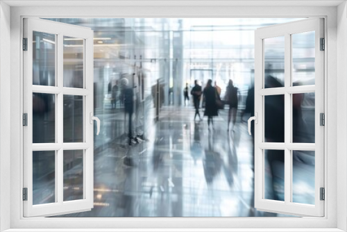 blurred background people in a glass office concept business center generative ai hyper realistic 