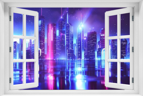 Imagine a futuristic city skyline at night
