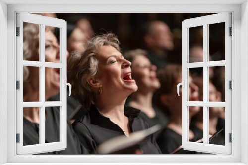 a group of women singing in a choir together