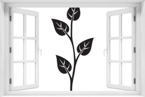 Fototapeta Naklejka Na Ścianę Okno 3D - Herb, leaf, foliage icon. Black vector graphics.