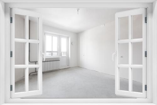 interior of the apartment without decoration in gray colors. rough finish