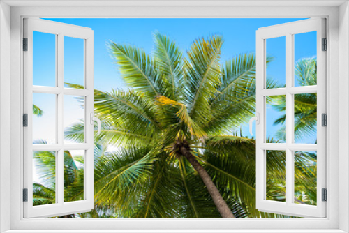 Fototapeta Naklejka Na Ścianę Okno 3D - Tropical white sand beach with palm trees