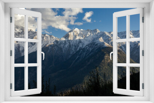 Fototapeta Naklejka Na Ścianę Okno 3D - Snow capped mountains in himalaya landscape with rocks. Kailash mountain peak in Tibet.