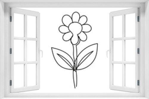 Fototapeta Naklejka Na Ścianę Okno 3D - flower plant minimal design hand drawn one line style drawing, flower plant one line art continuous drawing, flower plant single line art 