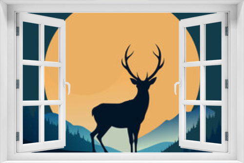 Fototapeta Naklejka Na Ścianę Okno 3D - Discover stunning Deer vector illustrations for your designs. High-quality graphics for any project. Explore now.