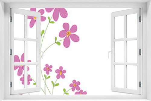 Fototapeta Naklejka Na Ścianę Okno 3D - sweet pink doodle flowers with white space background isolated v