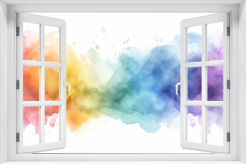 Abstract pastel watercolor background with a soft rainbow color splash