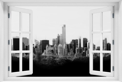 Fototapeta Naklejka Na Ścianę Okno 3D - Panorama of New York skyline in black and white
