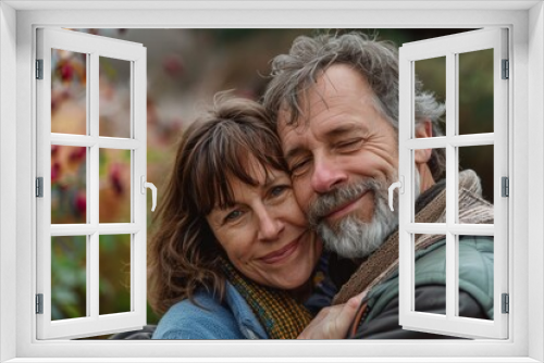 Middle-aged couple wearing eyeglasses. Beautiful simple AI generated image in 4K, unique.