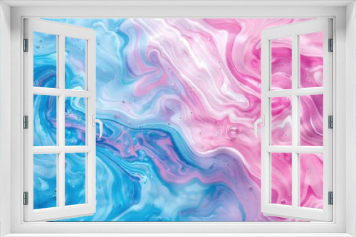 Abstract background of acrylic paint in blue, pink and white colors.