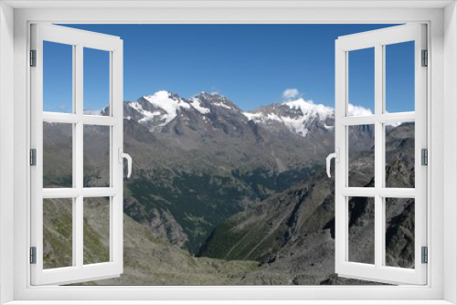 Fototapeta Naklejka Na Ścianę Okno 3D - Saas Fee valley and high mountains