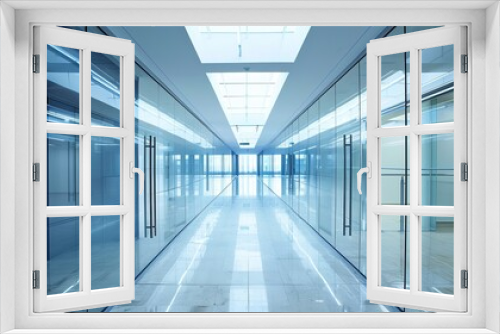 the glass corridor in the office center embodies a modern and forward-thinking approach to workplace design,