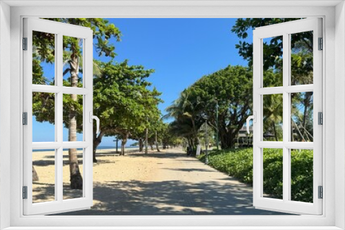 Fototapeta Naklejka Na Ścianę Okno 3D - Sunny Day at Sanur Beach with Palm Trees and Ocean View