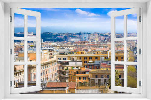 Fototapeta Naklejka Na Ścianę Okno 3D - View of Rome cityscape before rain, Itale