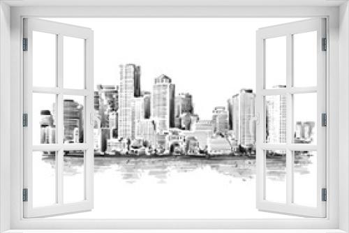 Fototapeta Naklejka Na Ścianę Okno 3D - Drawing background of Boston skyline 