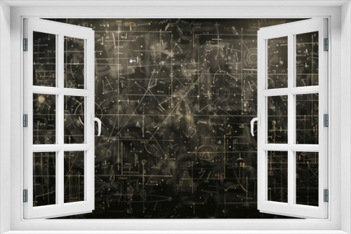 Vintage chalkboard with mathematical formulas and diagrams