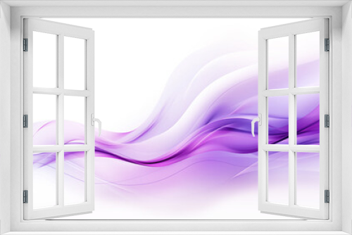 Abstract background with asymmetrical glowing translucent purple wave on white backdrop