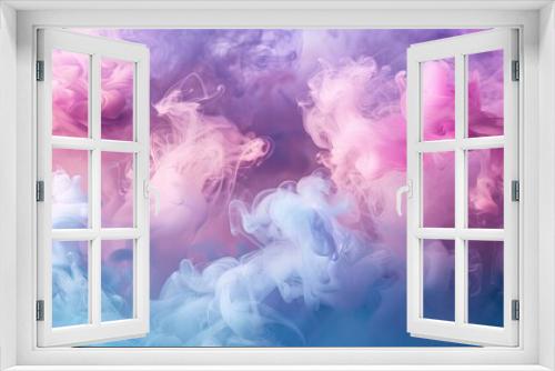 Ethereal cloud-like formations of multicolored smoke create a dreamy and mystical abstract background