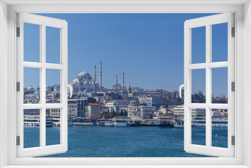 Fototapeta Naklejka Na Ścianę Okno 3D - New Mosque and Suleymaniye Mosque in Istanbul