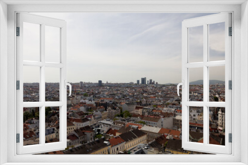 Fototapeta Naklejka Na Ścianę Okno 3D - Blick über Wien vom Restaurant 360 Grad Ocean Sky Wien