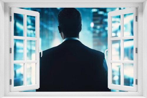 Futuristic business graphic of an investment banker