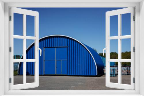 Fototapeta Naklejka Na Ścianę Okno 3D -  roof of blue rolled metal