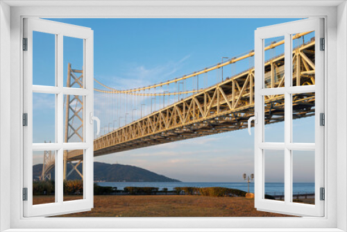 Fototapeta Naklejka Na Ścianę Okno 3D - 明石海峡大橋のある風景