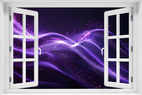 abstract purple and black background with wave design, glowing light effects, glowing waves