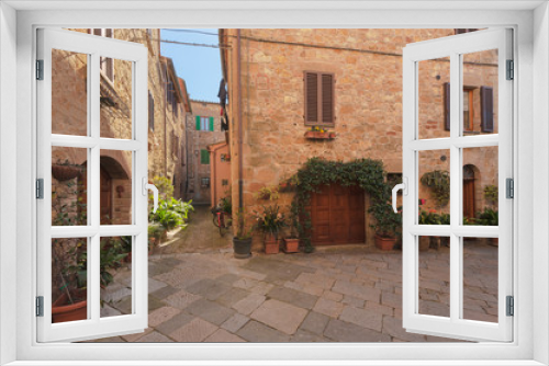 Fototapeta Naklejka Na Ścianę Okno 3D - Beautiful and picturesque streets of the Tuscan small town, Pien