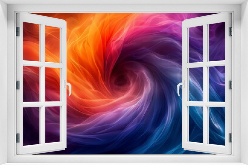 Abstract illustration of a fiery and intense swirl of orange and violet hues merging artistically