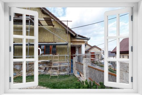 Fototapeta Naklejka Na Ścianę Okno 3D - Construction or repair of the rural house