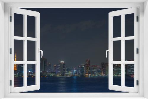 Fototapeta Naklejka Na Ścianę Okno 3D - 高層ビル群と東京タワーの夜景