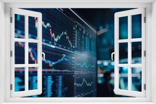 Vibrant display of multiple stock market charts suggesting active trading and detailed financial analysis