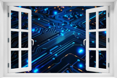 Illuminated Circuit Board Background Generative AI