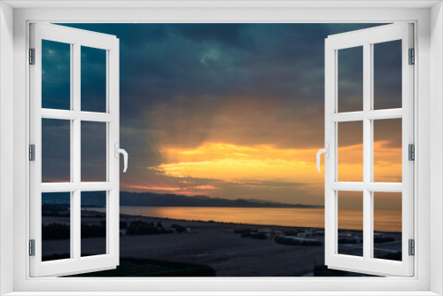 Fototapeta Naklejka Na Ścianę Okno 3D - Dramatic Colorful Sunrise Sky over Mediterranean Sea. 1