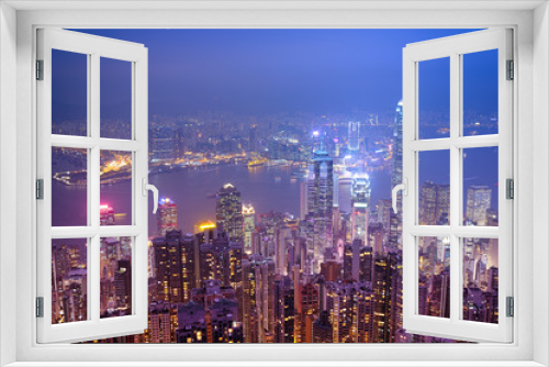 Fototapeta Naklejka Na Ścianę Okno 3D - Hong Kong skyline view from the Victoria Peak.