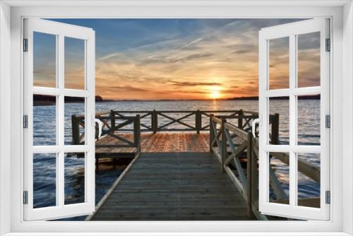 Fototapeta Naklejka Na Ścianę Okno 3D - Sunset over lake
