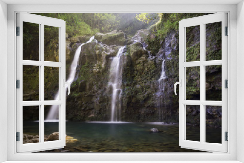 Fototapeta Naklejka Na Ścianę Okno 3D - Three Bear Falls or Upper Waikuni Falls on the Road to Hana on M