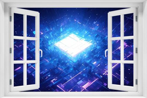 Digital technology cyberpunk glowing geometric abstract poster background