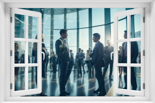 business people conference in city office building in city buildings background