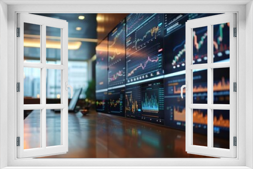 A dynamic image of a financial advisor discussing investment strategies with a client via a large digital screen in a hightech boardroom