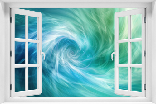 Abstract composition of vibrant swirls of blue and green blending together in a dynamic and fluid motion