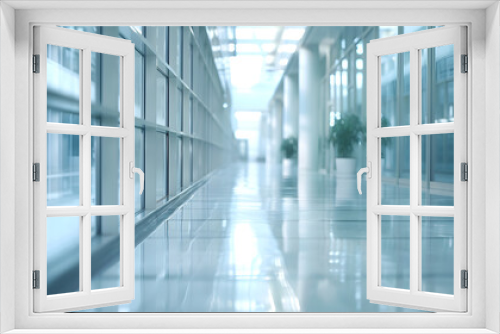 blurred for background office building interior empty hall in the modern office building empty open space office panoramic windows and beautiful lighting : Generative AI