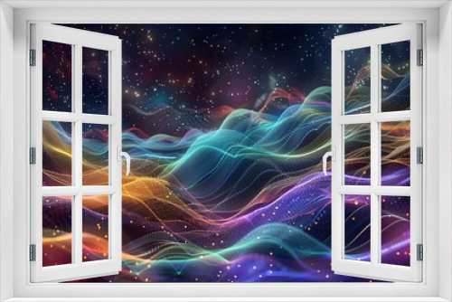 Vibrant Galaxy Artwork with Abstract Colored Waves