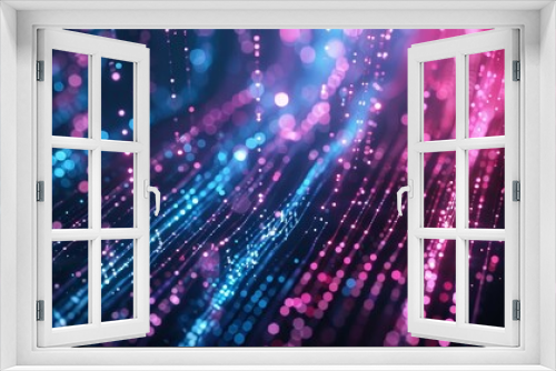 A colorful, abstract image with blue and pink lines and dots by AI generated image