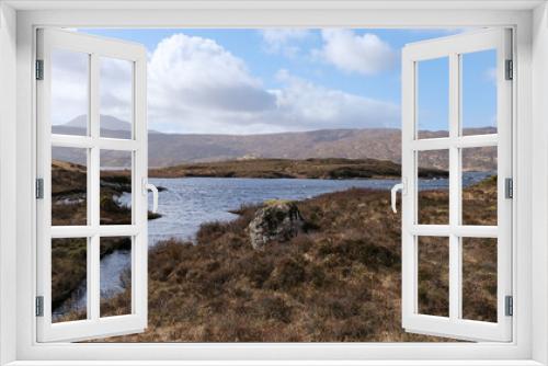 Fototapeta Naklejka Na Ścianę Okno 3D - Stunning water view over Lewisian gneiss precambrian metamorphic rock landscape on Loch Inver, Assynt district of Sutherland in the highlands of Scotland UK
