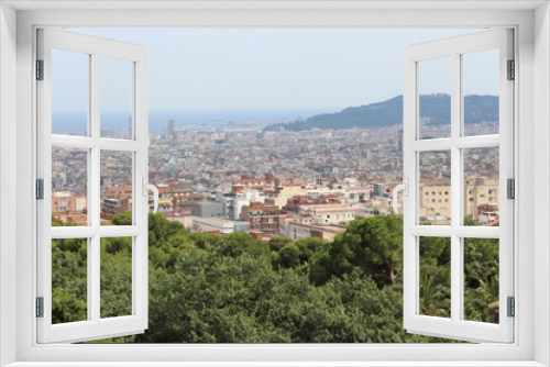 Fototapeta Naklejka Na Ścianę Okno 3D - Вид на Барселону из парка
