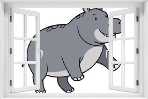 Fototapeta Naklejka Na Ścianę Okno 3D - Vector illustration of a charming Hippo for toddlers' learning adventures